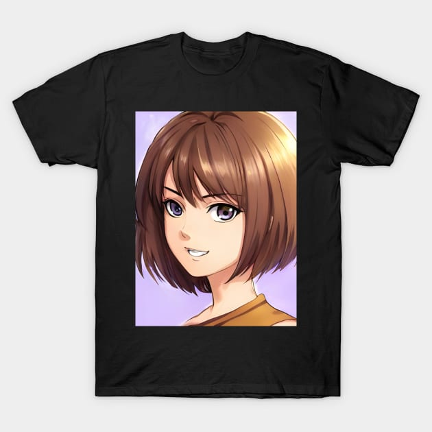 Cute Brown Hair Waifu Anime Girl T-Shirt by animegirlnft